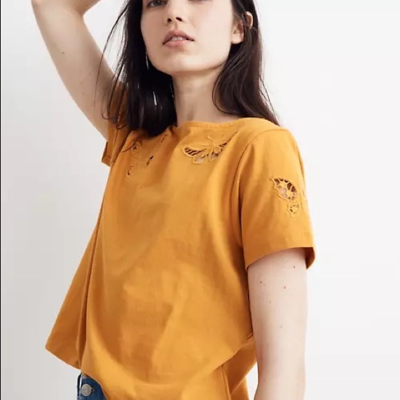 Madewell Butterfly Embroidered Eyelet Setlist Boxy Tee - Picture 2 of 3
